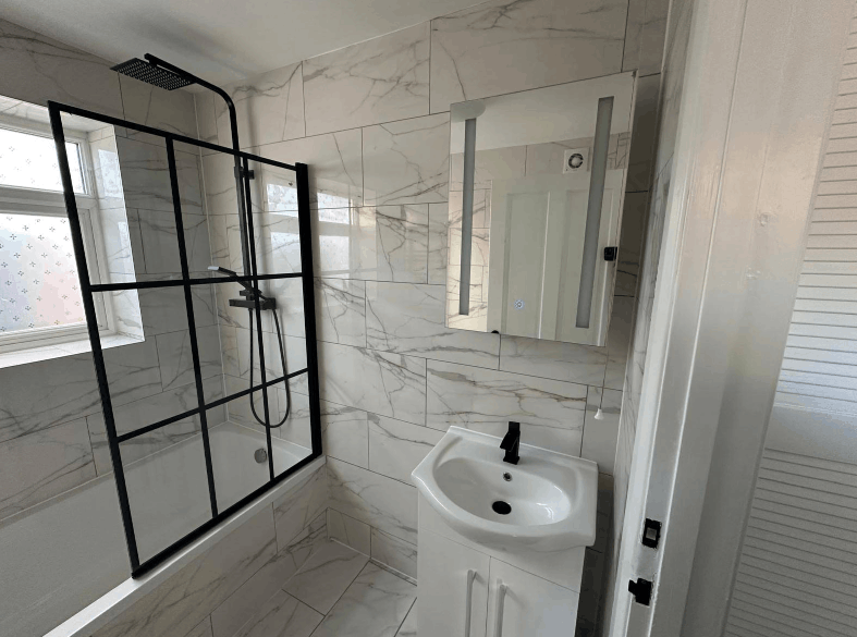 Bathroom Refit in Marble-Effect Tiles